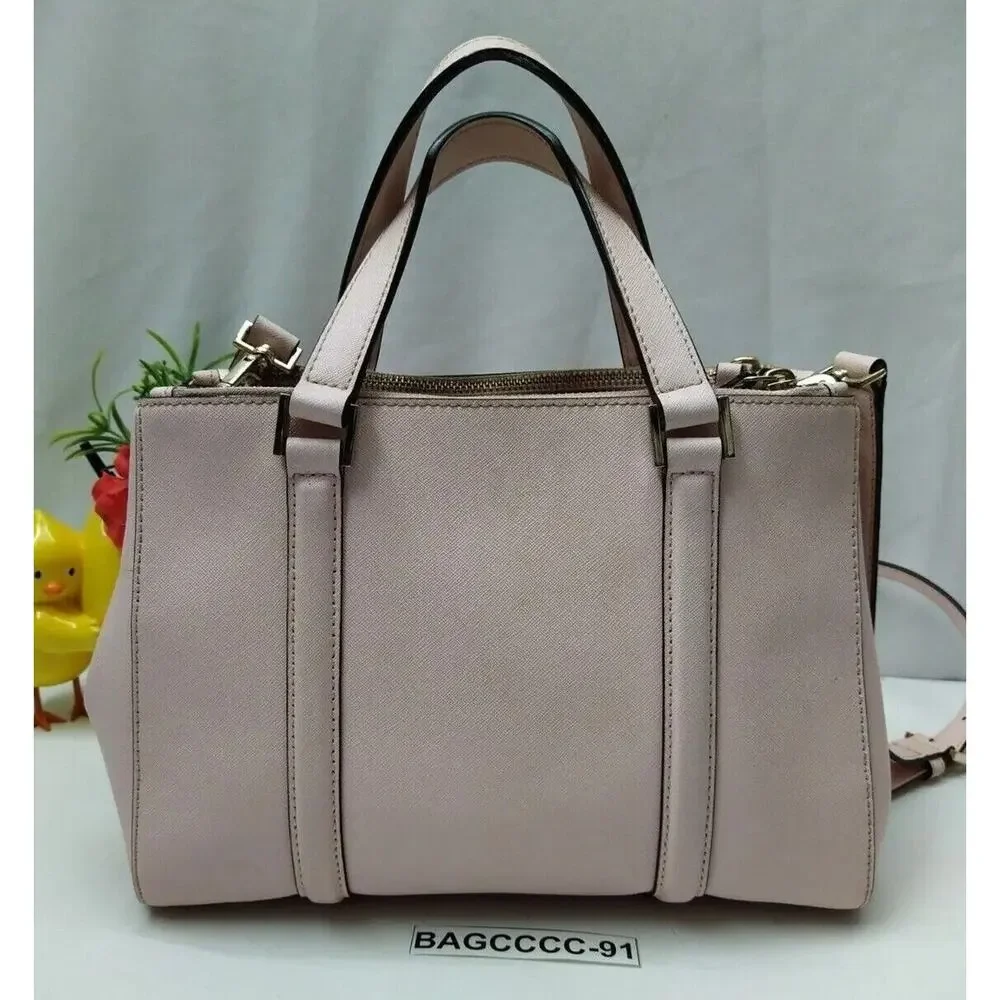 Kate Spade Newbury Lane Loden Pink Crossgrain Leather Carryall Satchel Bag