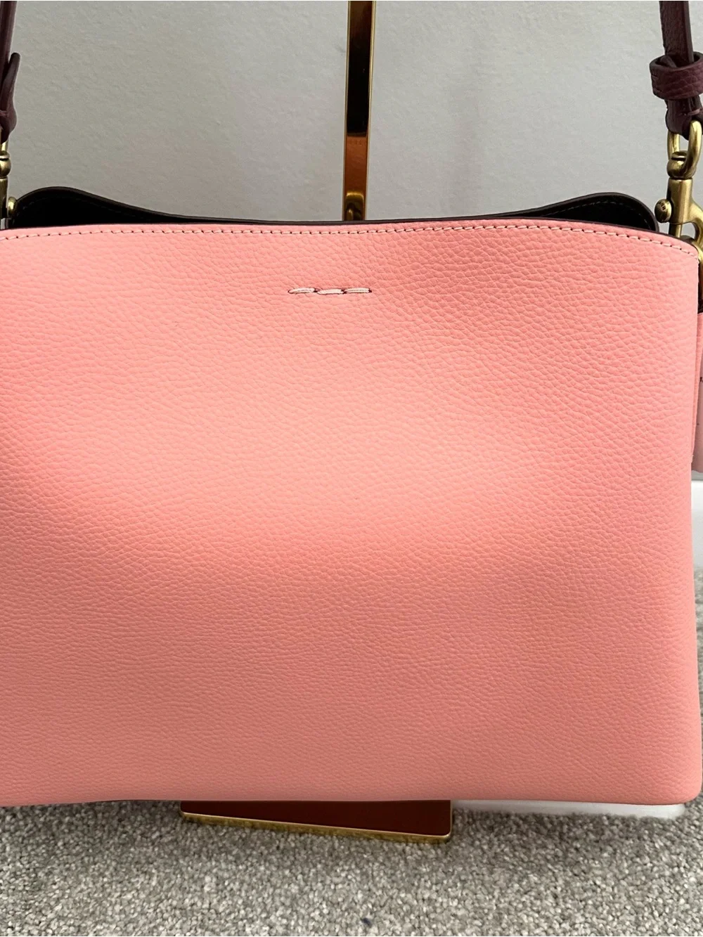 Coach Women's Willow Brass/Candy Pink Multi Colorblock Shoulder Bag (C2590)- New