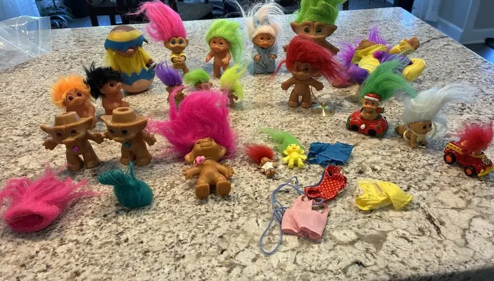 Vintage Troll Dolls Large Lot of 20 Collectible Bundle Original Hair Accessories