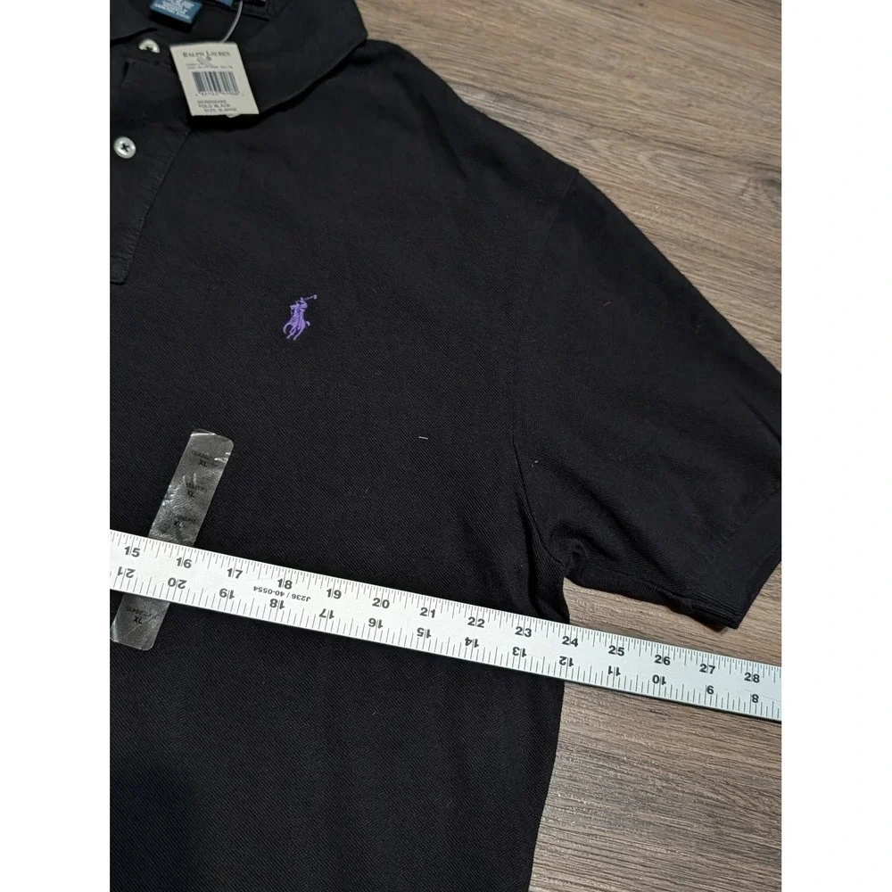Polo Ralph Lauren Mens XL Classic Fit Black Polo Shirt Purple Pony NWT