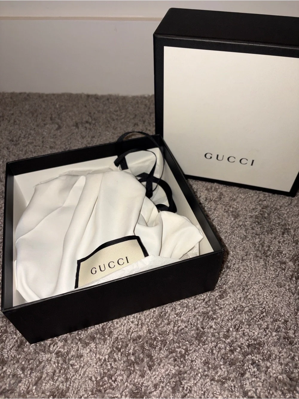 Gucci Brown Monogram & Black Leather Belt with Gold Double G Buckle