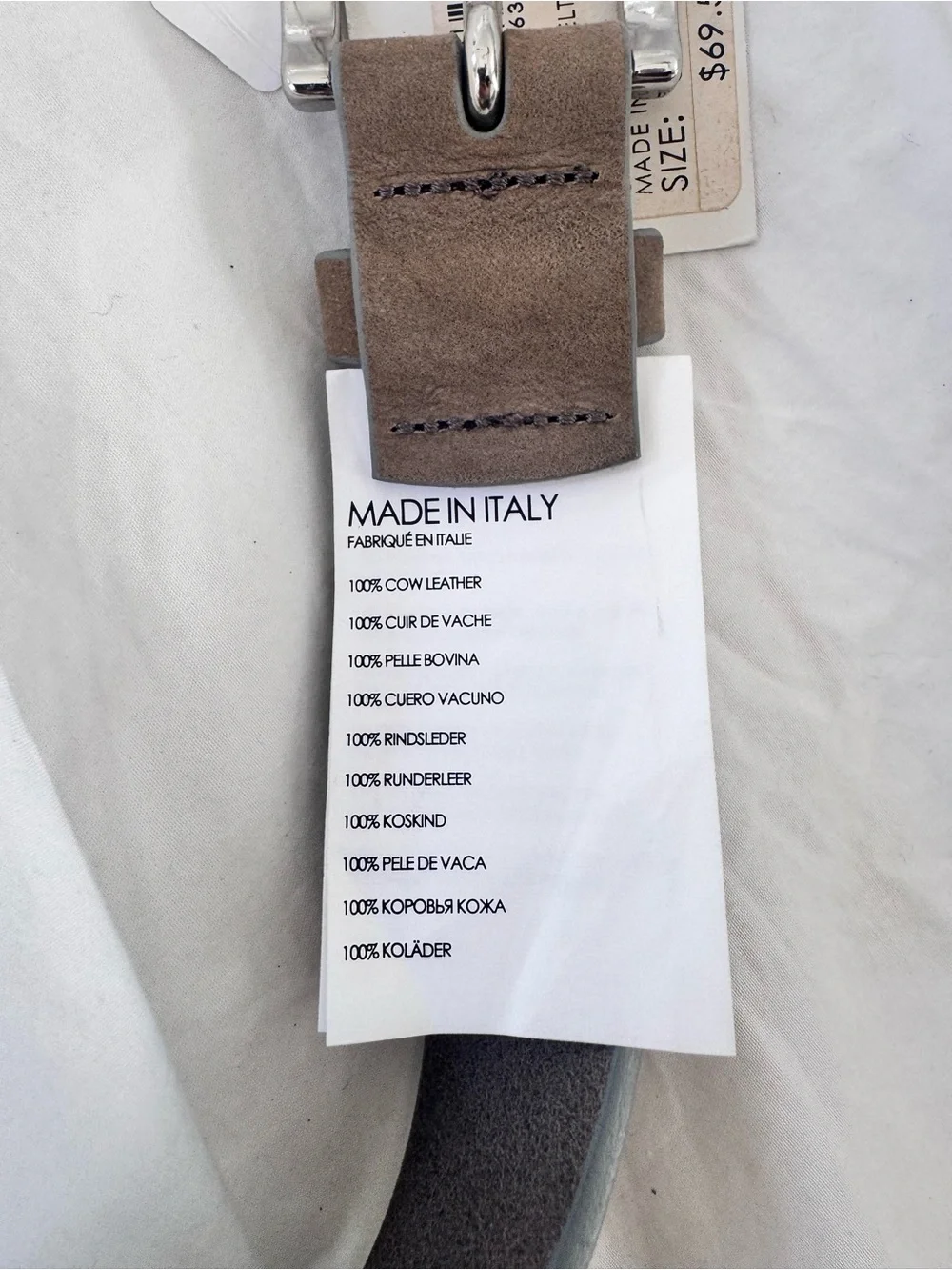 Club Monaco NEW gray leather women’s belt silver size 34 with tags $68 retail