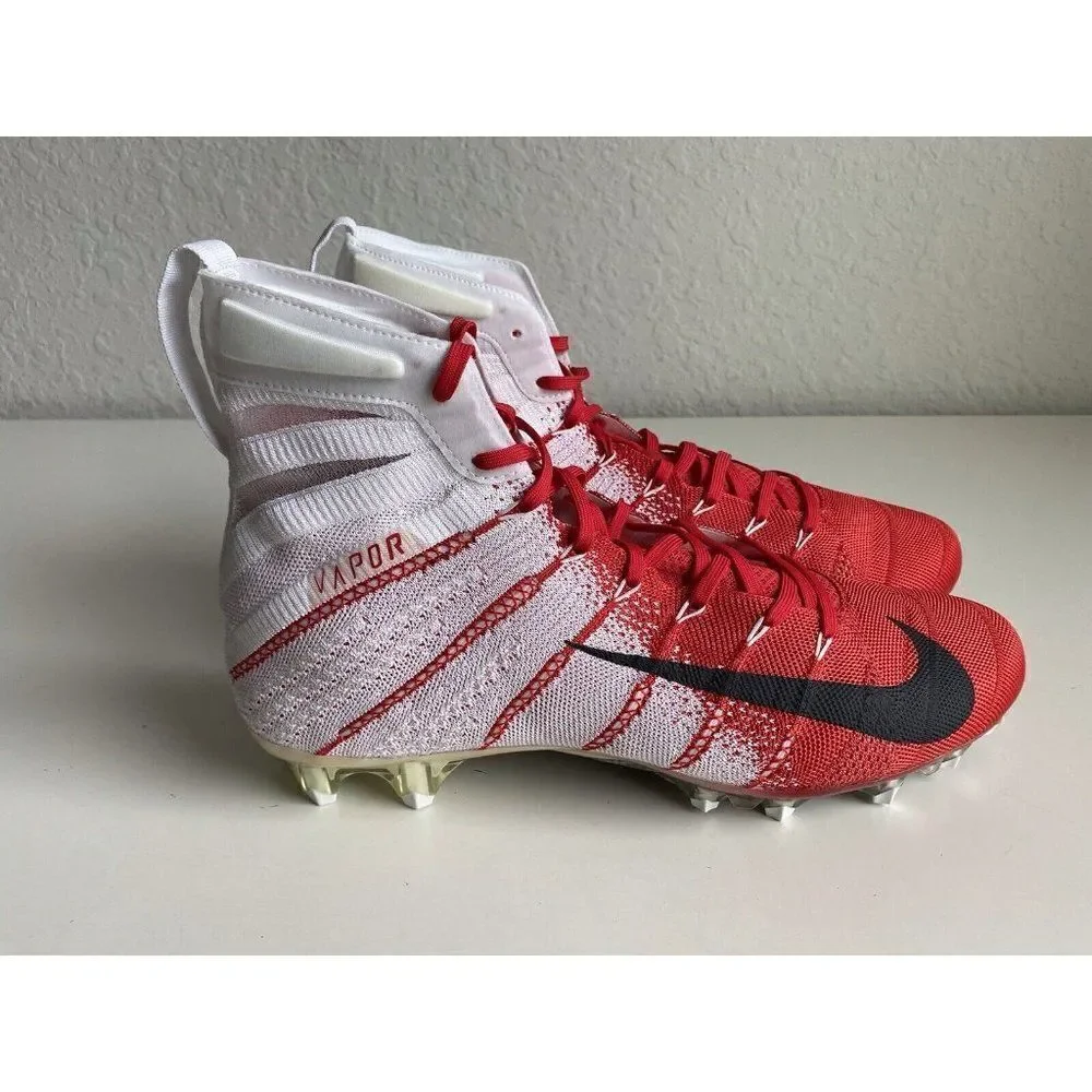 Nike Vapor Untouchable 3 Elite Football Cleats White Gym Red Sz 12.5 AO3006-160‎