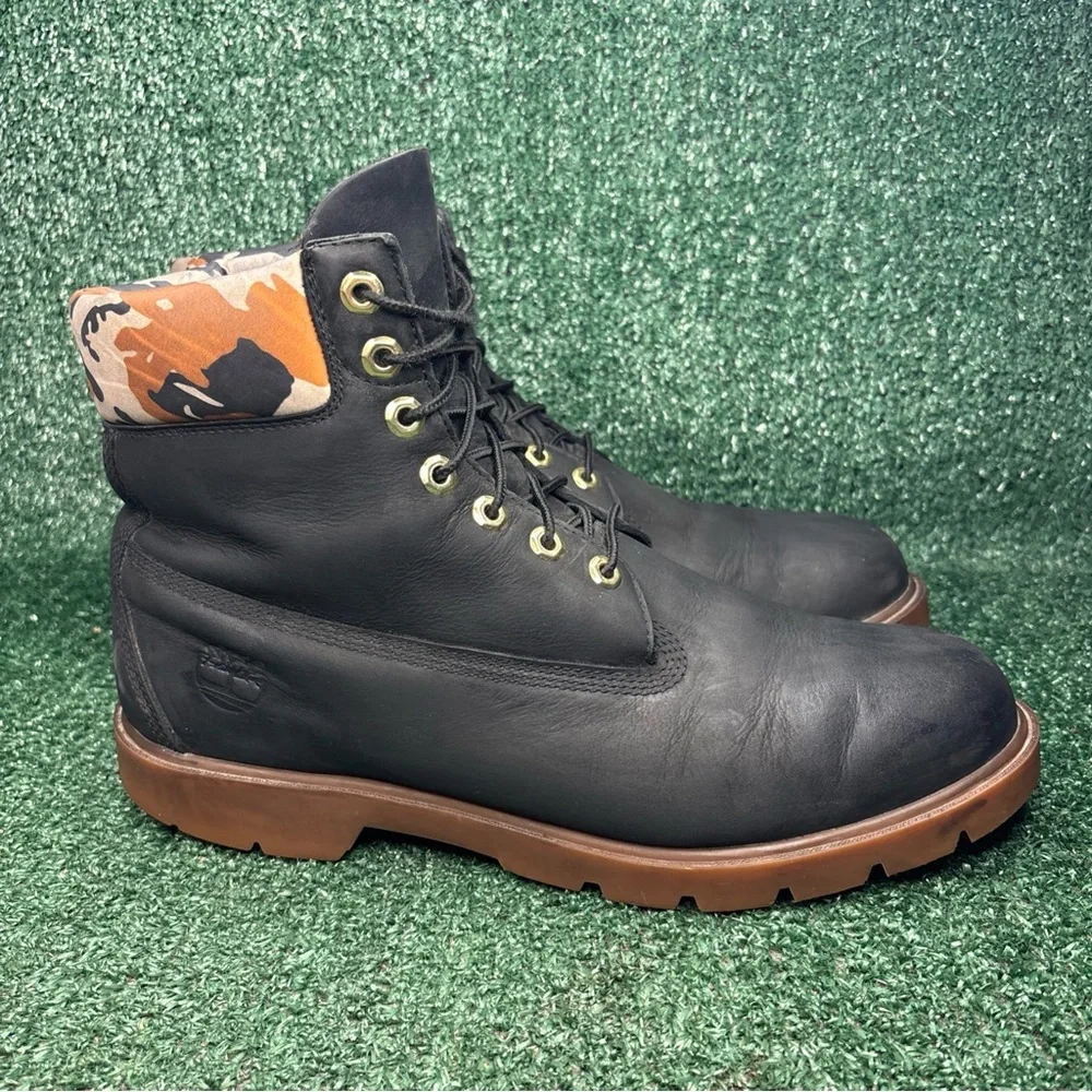 Timberland Mens Boots Black Camo Nubuck Premium 6 Inch Waterproof Outdoor Sz‎ 12