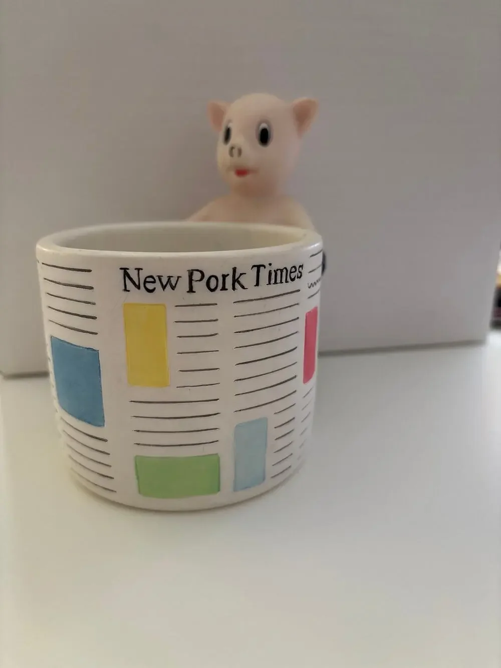 Nick & Nora Home Hogwash Ceramic Tumbler Pig New Pork Times