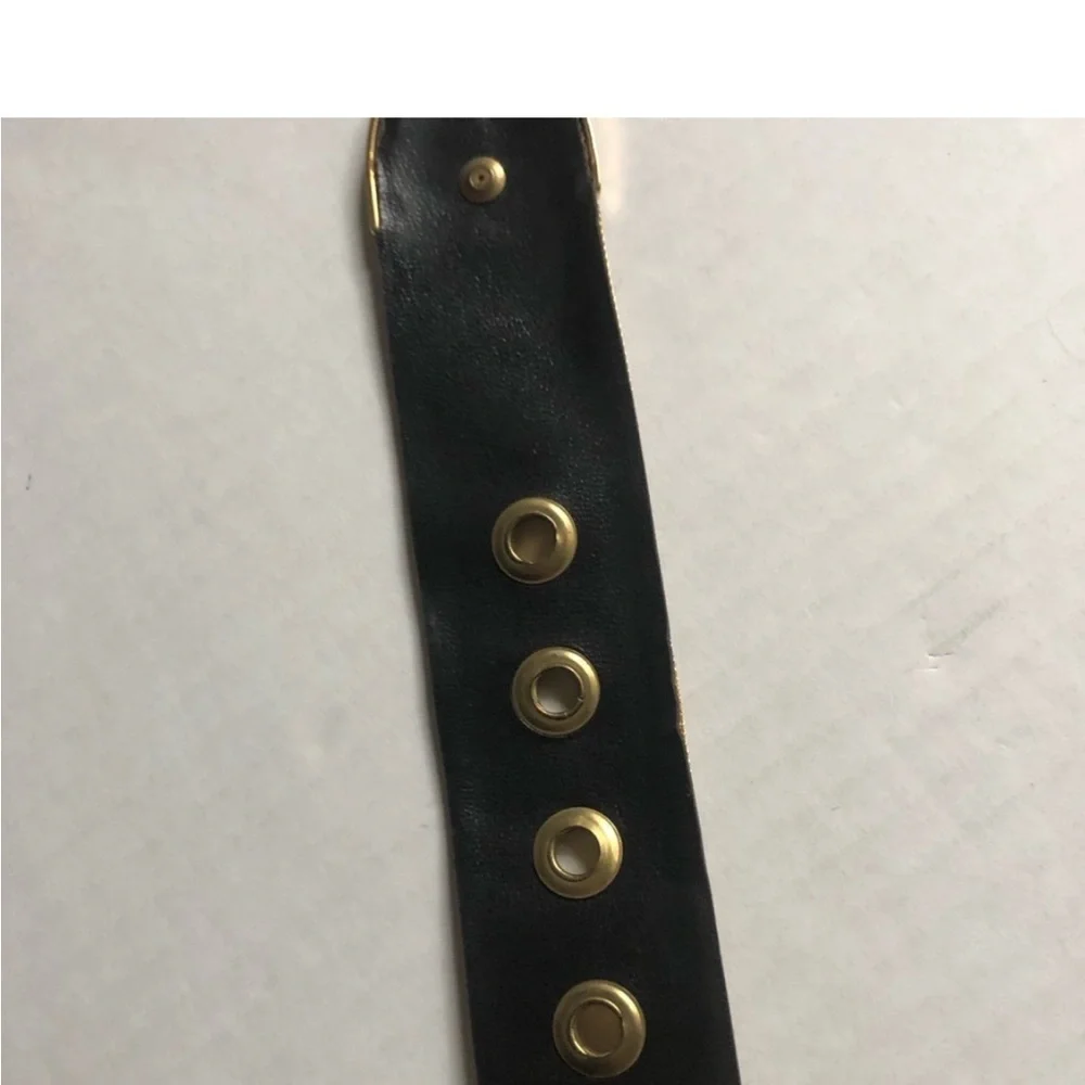 VTG Another Line, USA, Shiny Metallic Embossed Gold Belt, Stunning, size Med
