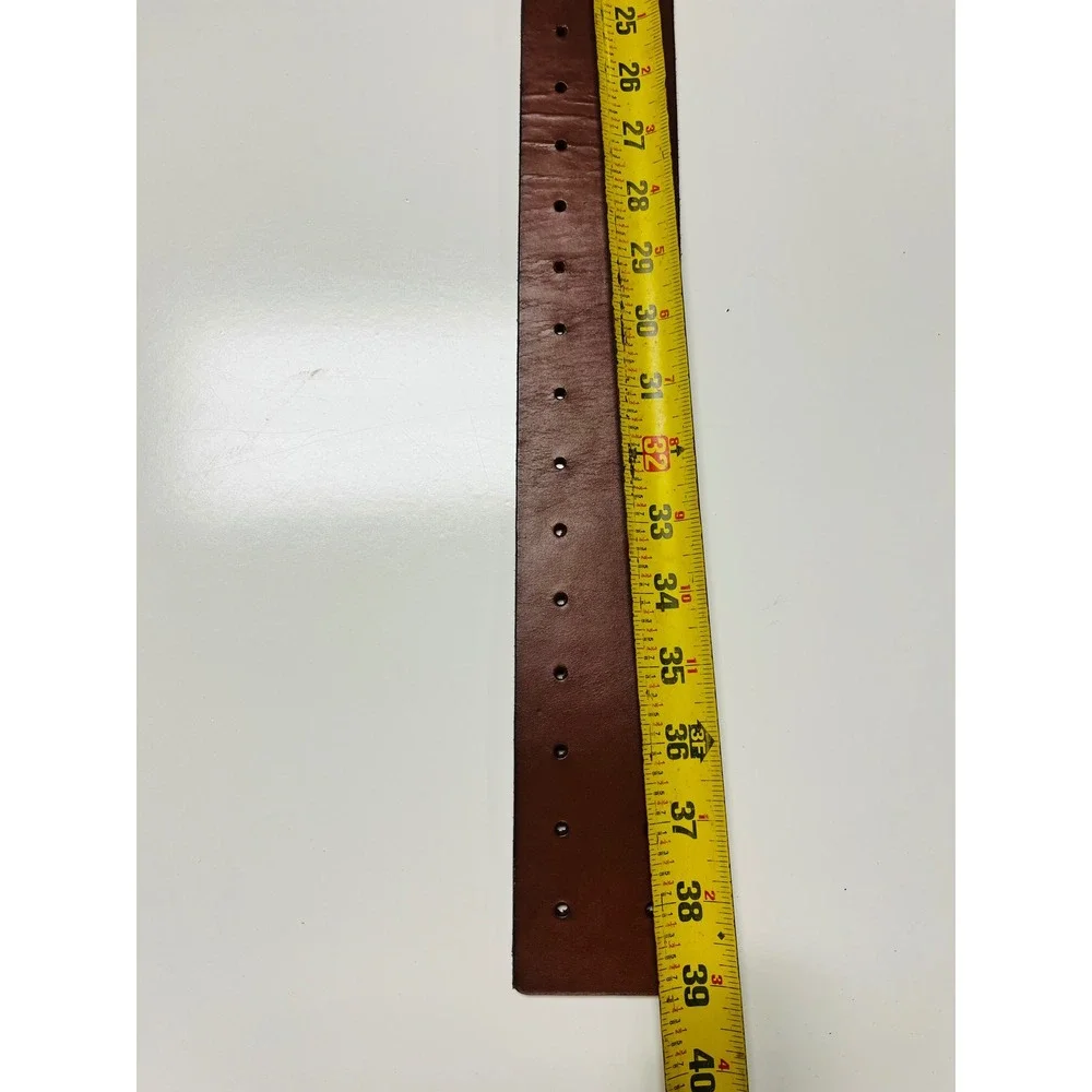 Banana Republic Leather Belt L Brown Wide Double Prong Gold Buckle Capsule Y2K
