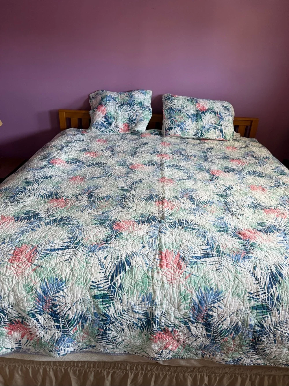 Coastal Living Queen Tropical Palm Leaf Quilt Set with 2 Standard Shams