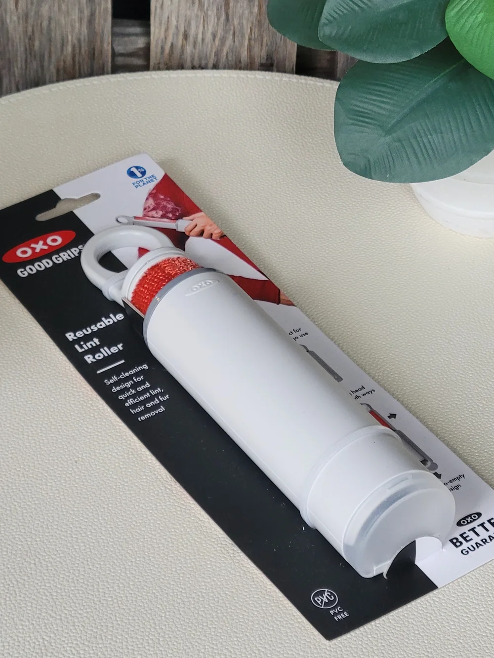 OXO Good Grips Reusable Lint Roller in White with Coral Roller