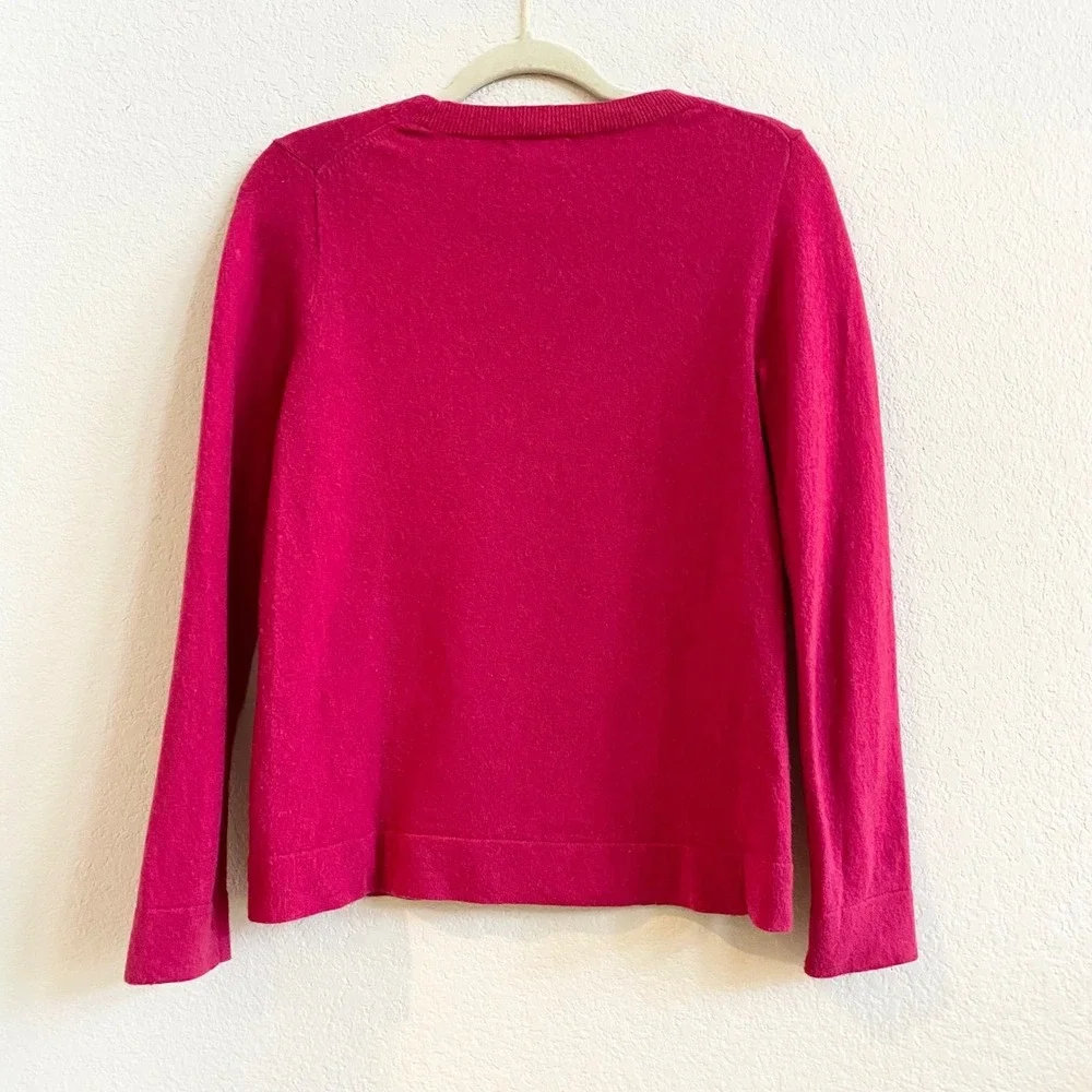 J‎ Crew Teddie Sweater Womens XS Magenta Pink Wool Cotton Crew Neck Long Sleeve