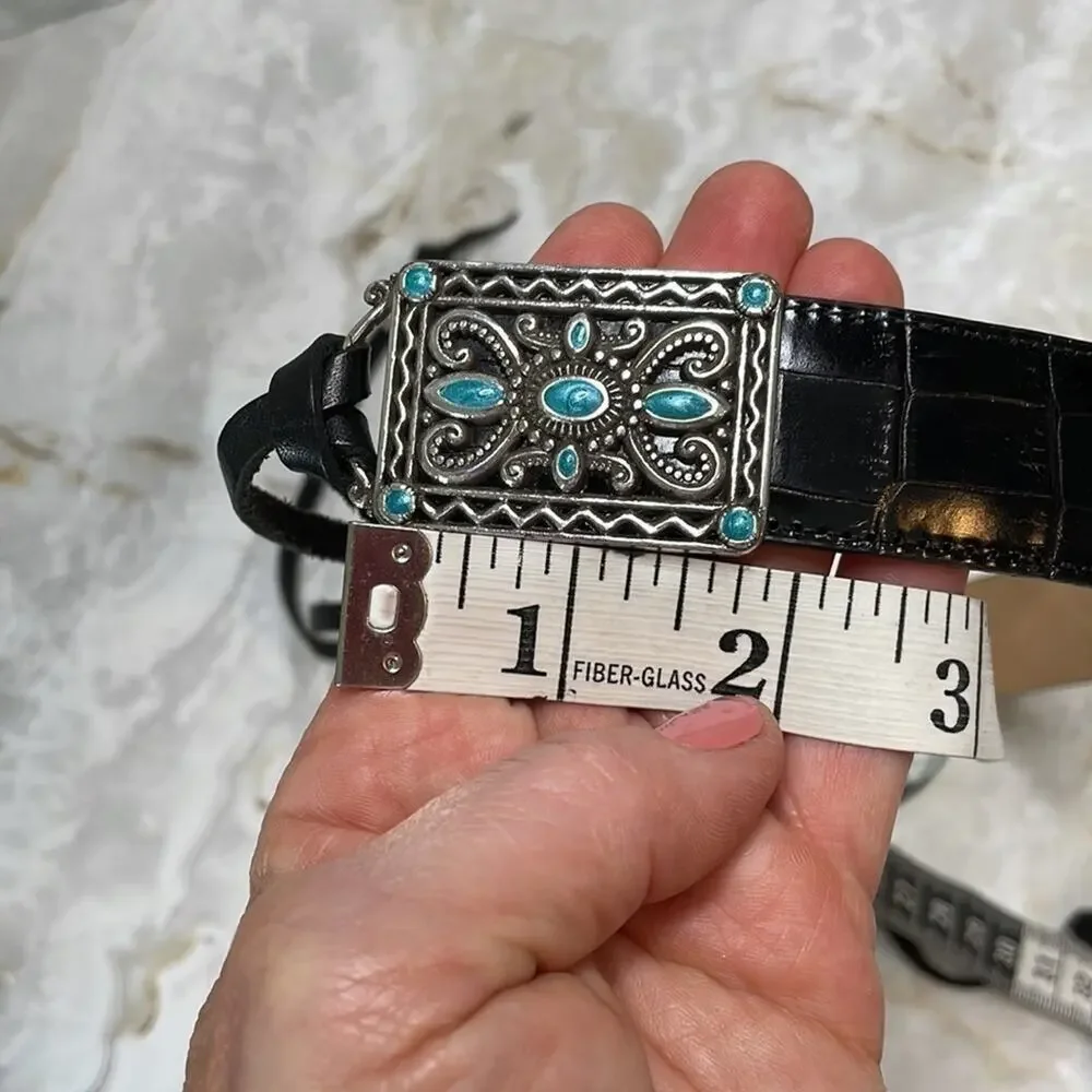 Brighton Western Native American-inspired Faux Turquoise Leather Belt