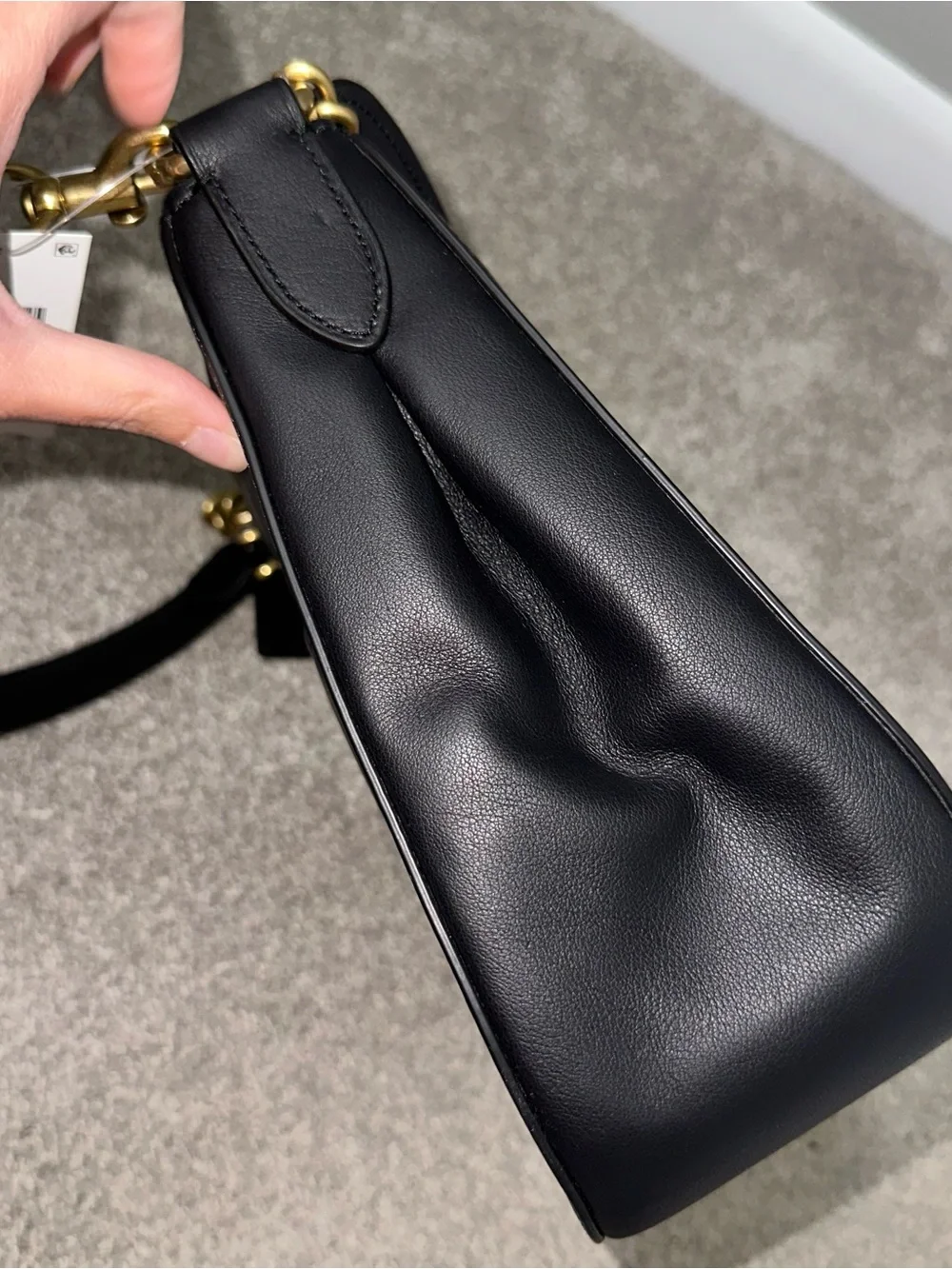 Coach Signature Chain Hobo Black Leather Crossbody Bag Shoulder Bag - NWT