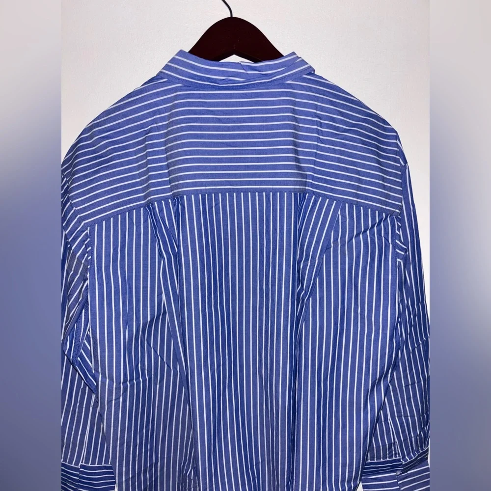 NWT J Crew Relaxed cotton poplin pajama pant set in stripe Blue White Small