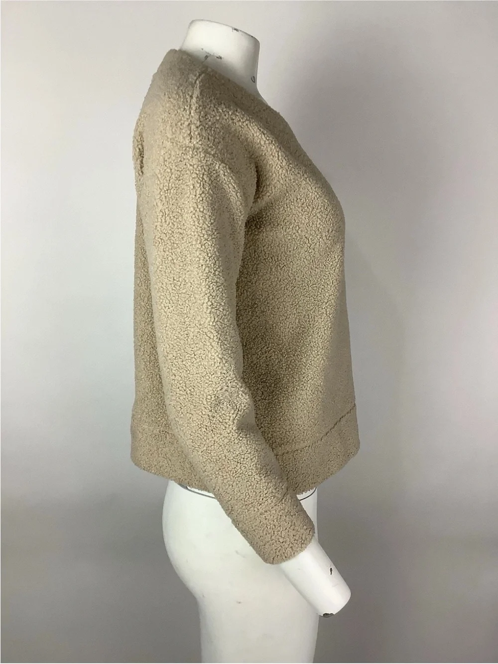J Crew Sz XXS Teddy Cropped Soft Feel Sherpa Pullover Autumn Sweatshirt Tan