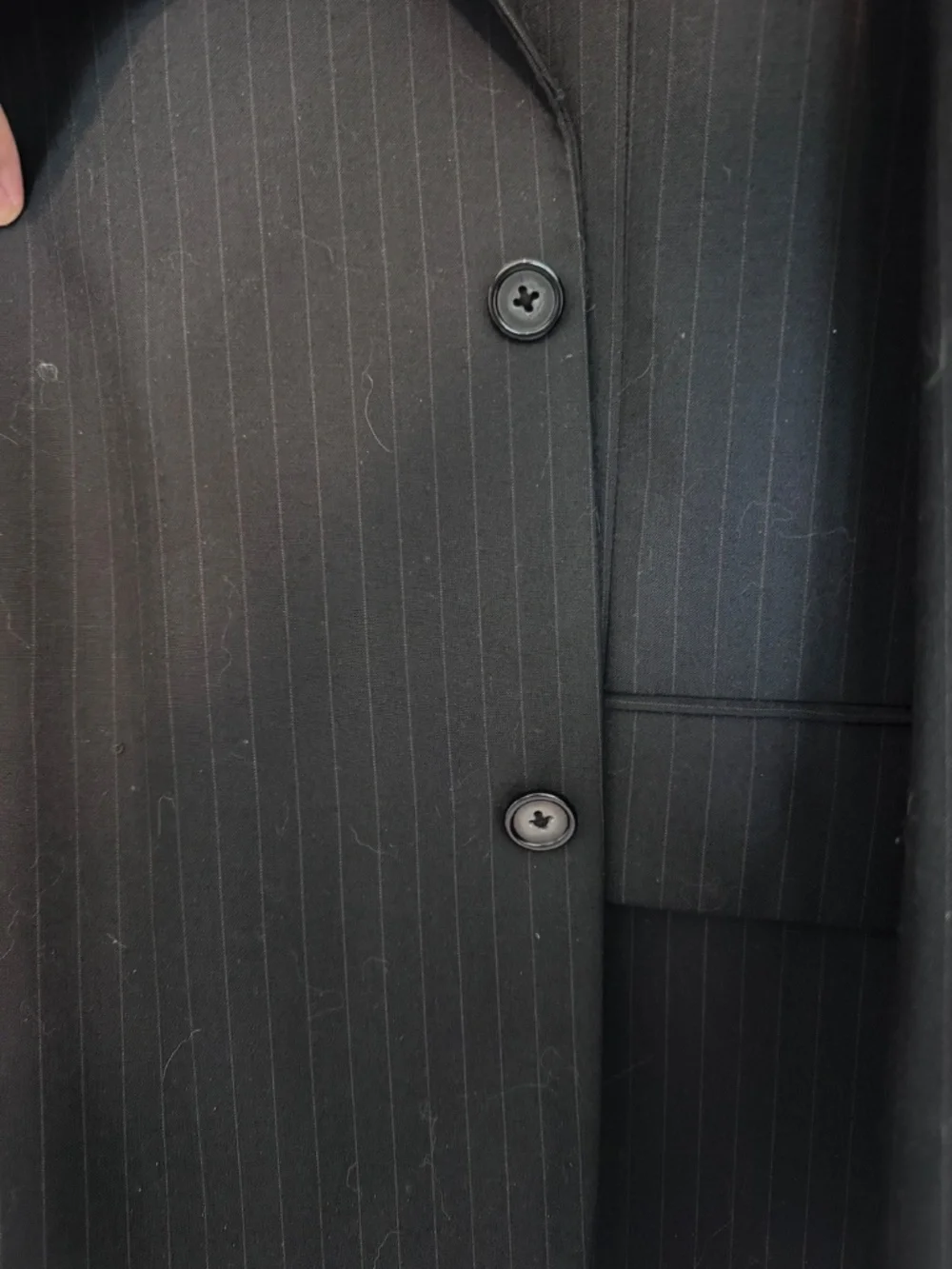 George Comfort Zone Black Pinstripe Suit Jacket Blazer 54L Wool Blend