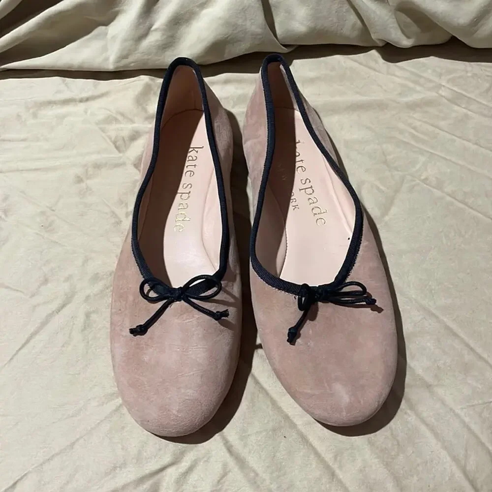 Kate Spade New York Honey Bow Ballerina flats 9.5 light fawn tan back accent nwt