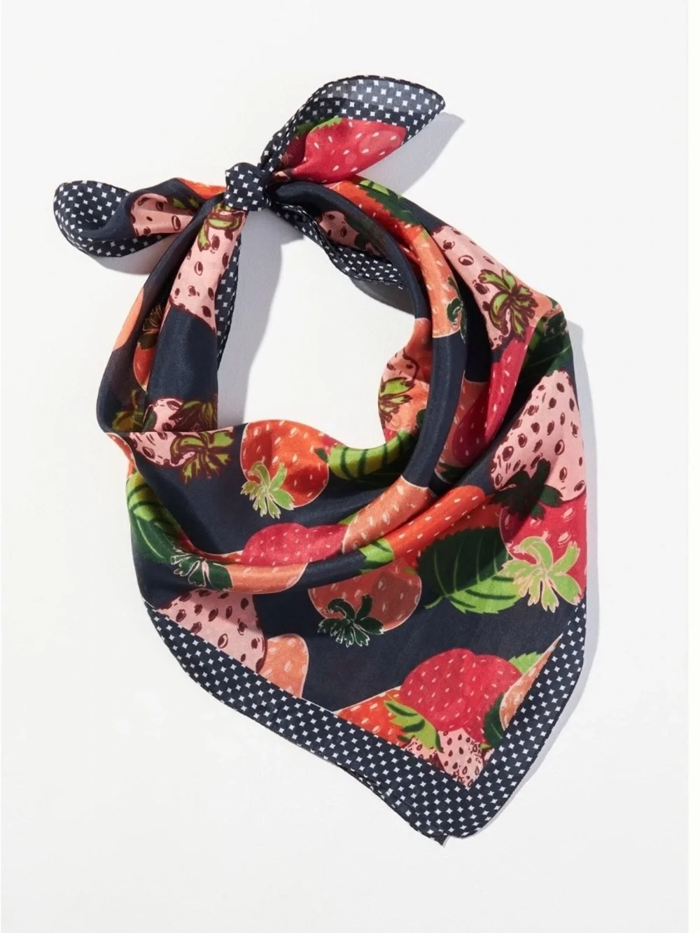 Strawberry Print Silk Bandana Scarf by Anthropologie