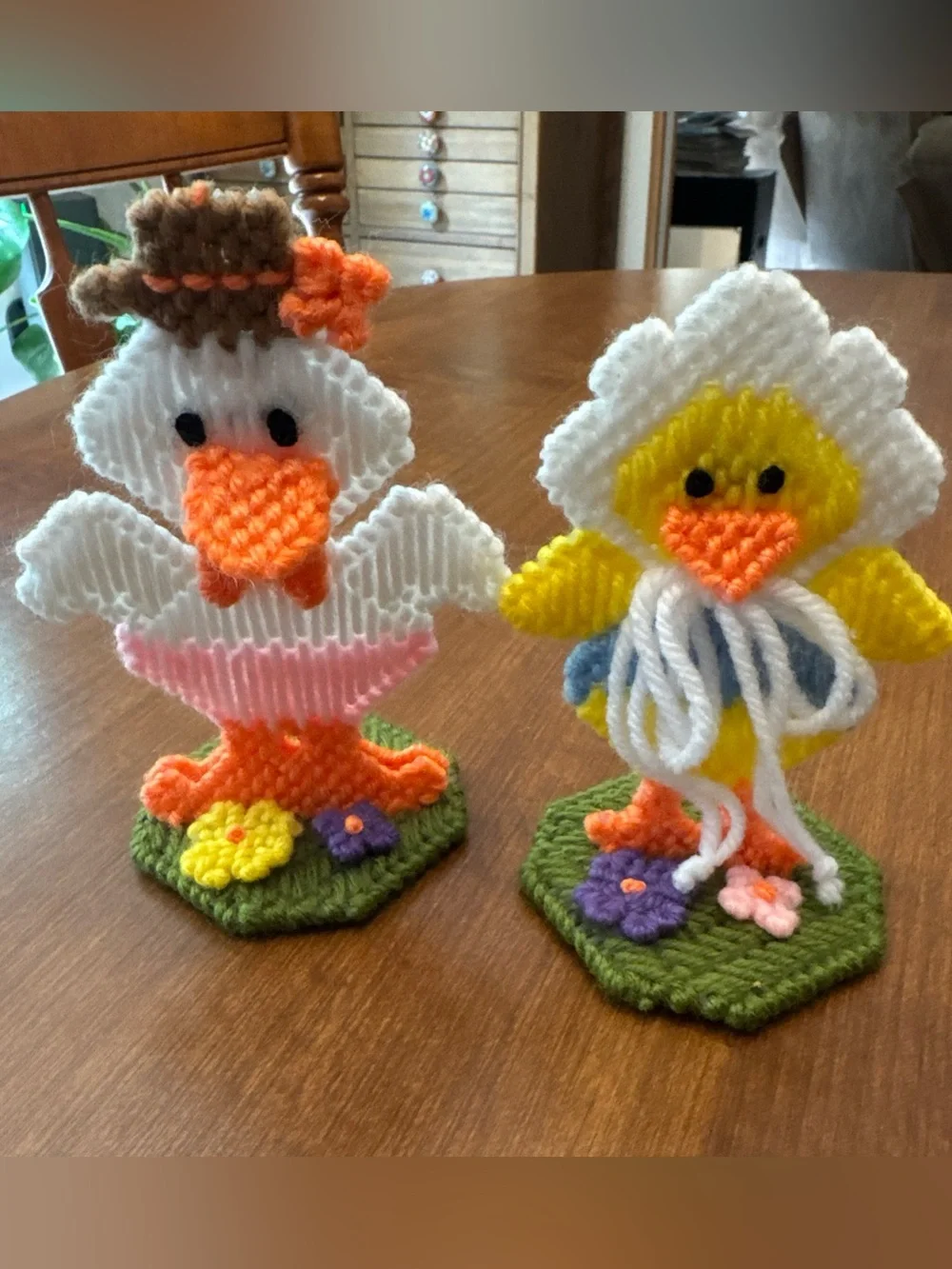 Handcrafted White and Yellow Spring Duck Duo Holiday Decor