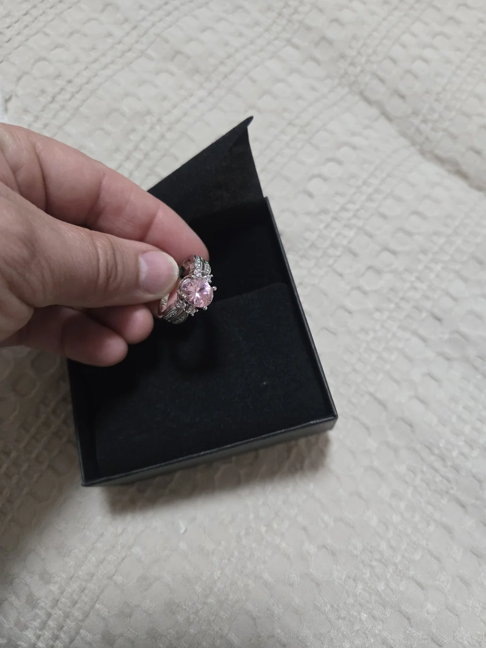 Silver Ring with Pink Gemstone