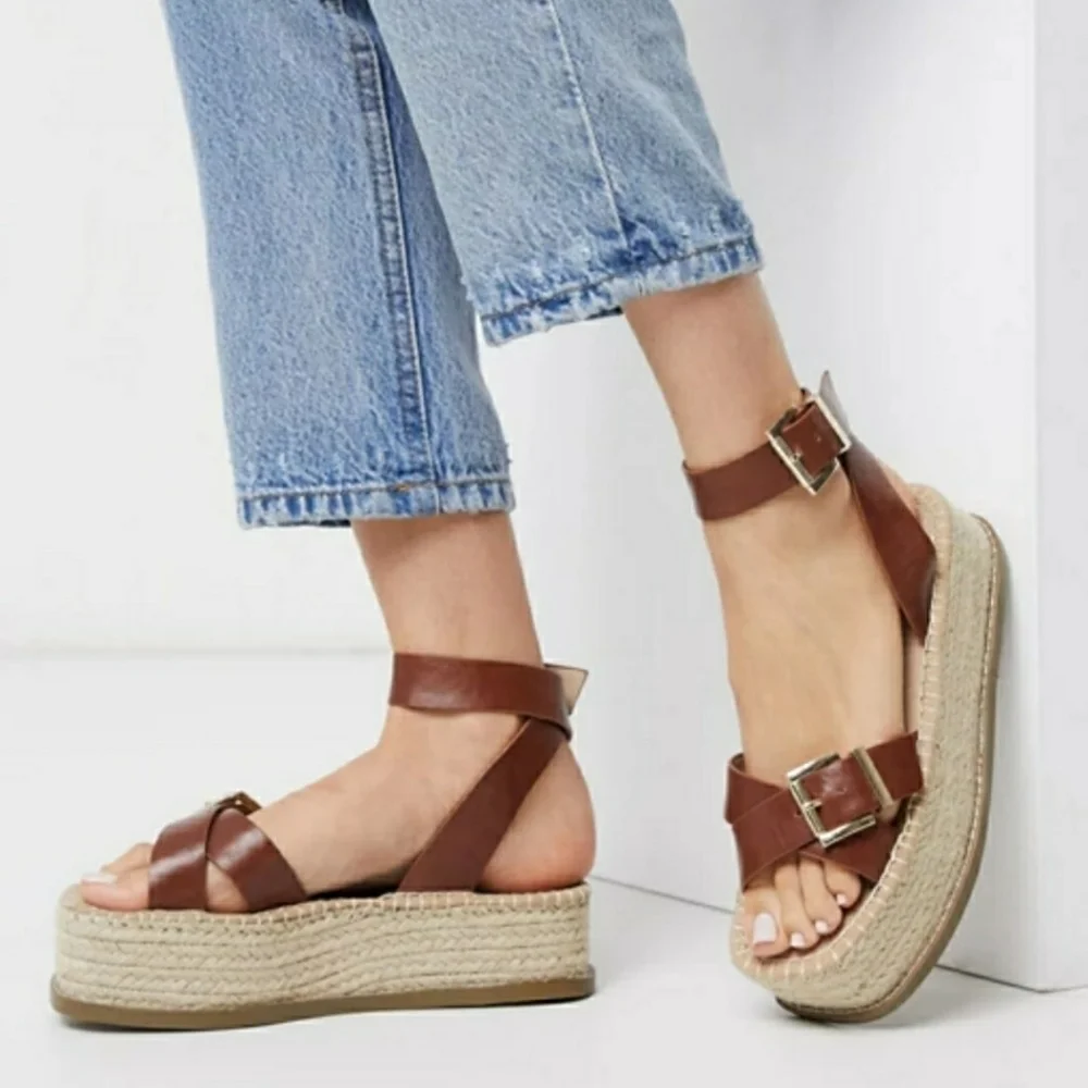 ASOS Design Tina Chunky Buckle Espadrille Shoes NEW