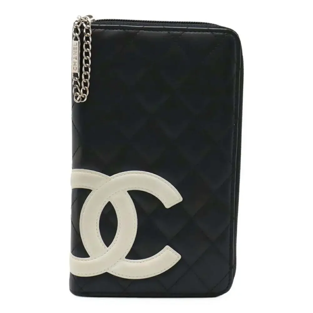 CHANEL black leather