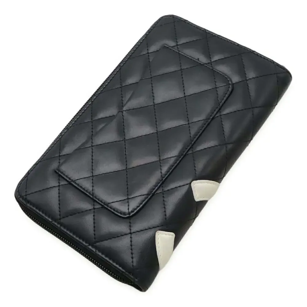 CHANEL black leather