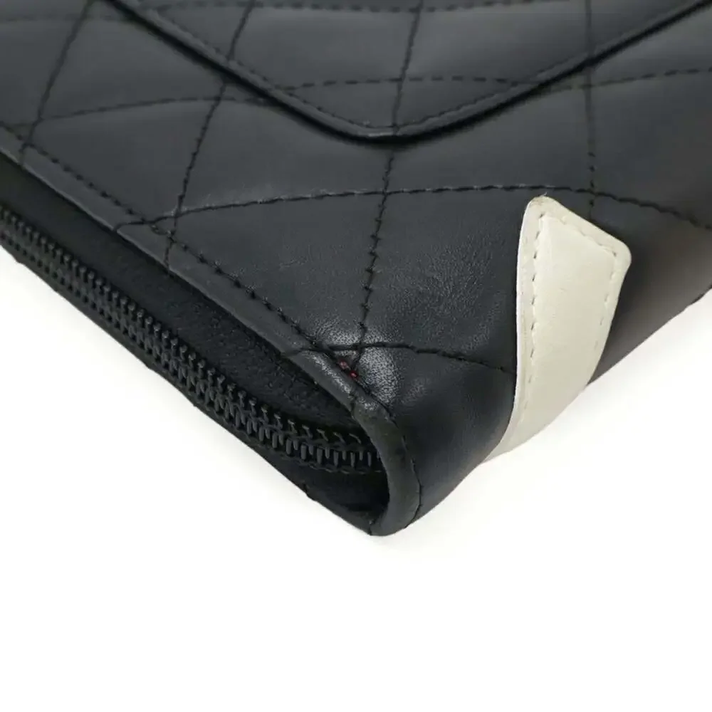CHANEL black leather