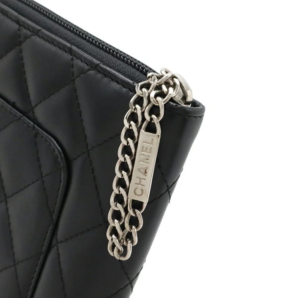 CHANEL black leather