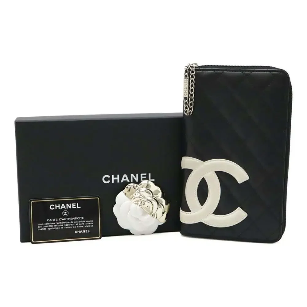 CHANEL black leather
