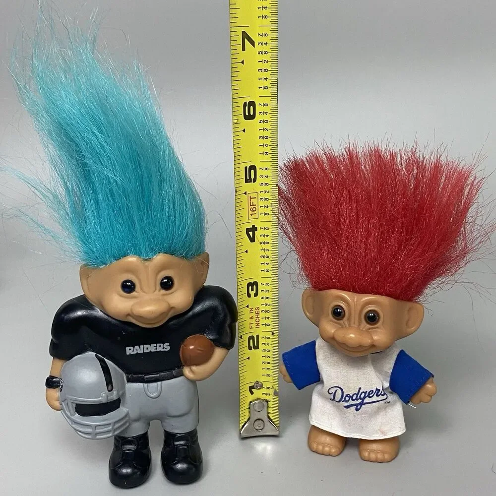 Vintage Troll Dolls Lot Raiders NFL Football & Dodgers MLB Licensed Troll
