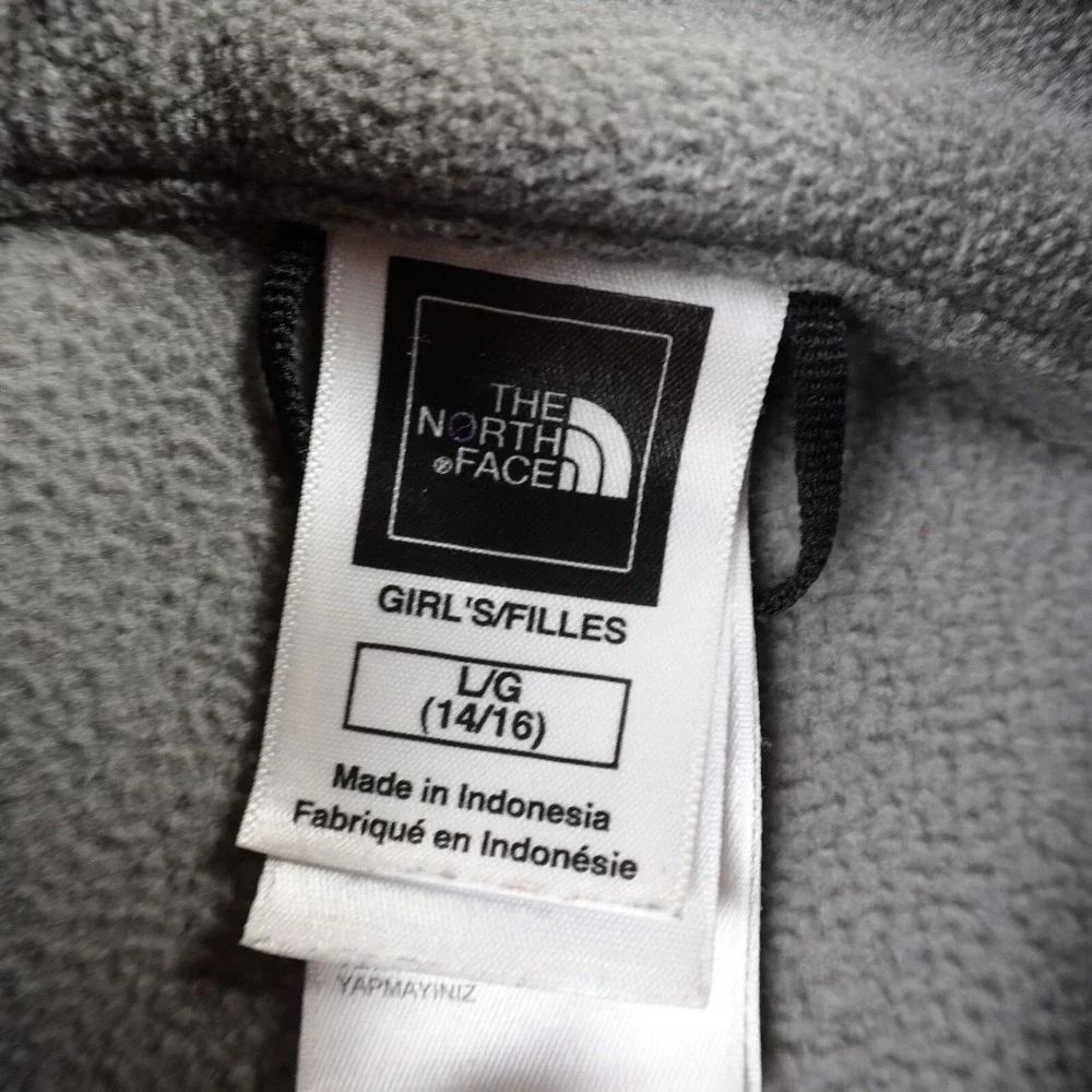 North Face Jacket Girls L 14-16 Gray Zip Fleece Pile Sweater Sweatshirt Hiking‎