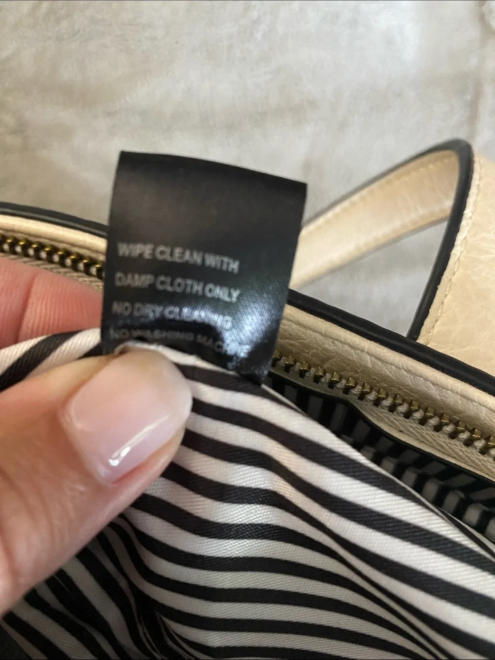 Cream Tote Bag with Braided Zip Pull