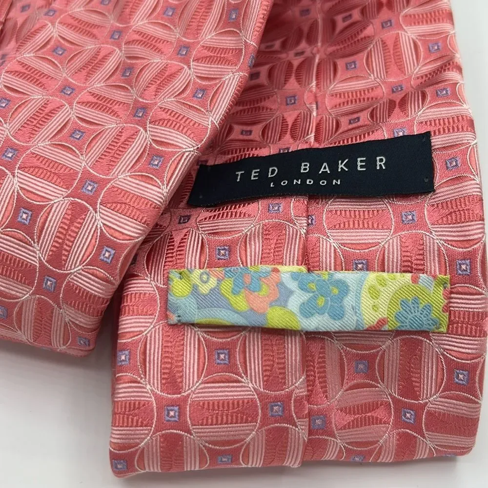 Ted Baker Pink Geometric Silk Tie