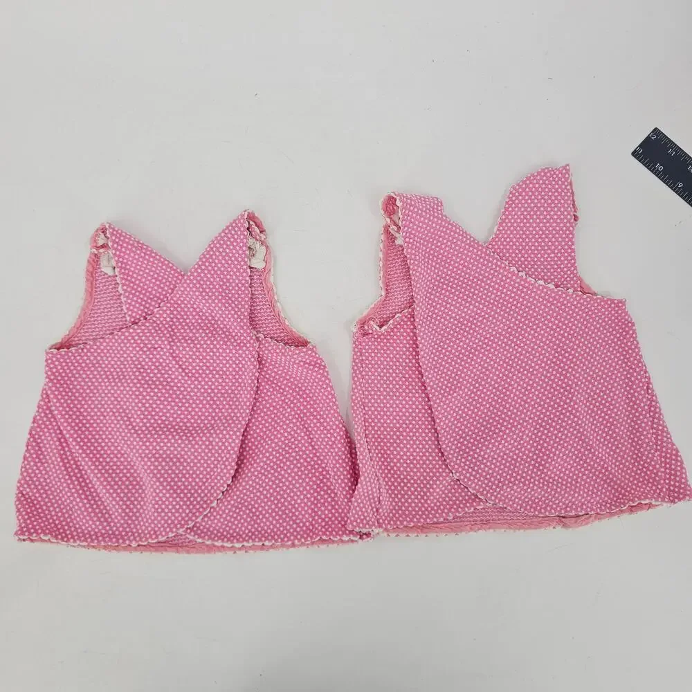 Vintage Carter's Pink Dotted Butterfly Overall Bib Dress Shortalls Baby 18 4032