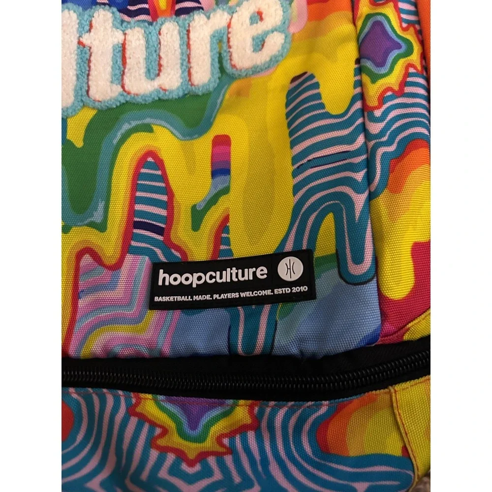 Hoop Culture Basketball Backpack Multi Color Trippy Drip Psychedelic Sports Bag