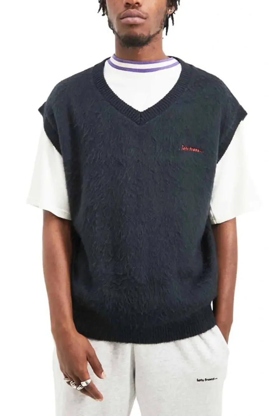 iets frans... Urban Outfitters Fluffy Knit Vest Navy Blue Unisex XL NWOT