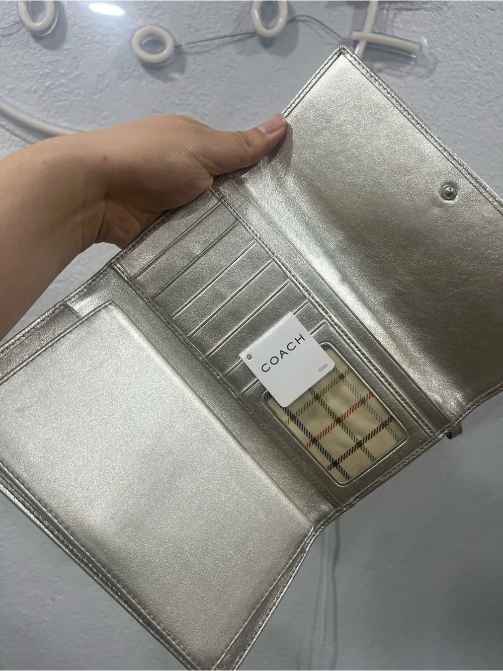 Coach wallet metallic
