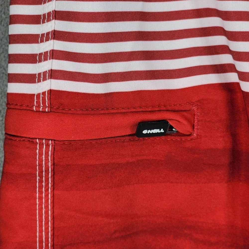 ONeill Board Shorts 30 Mens Hyperfreak Stripe Red White Blue 10