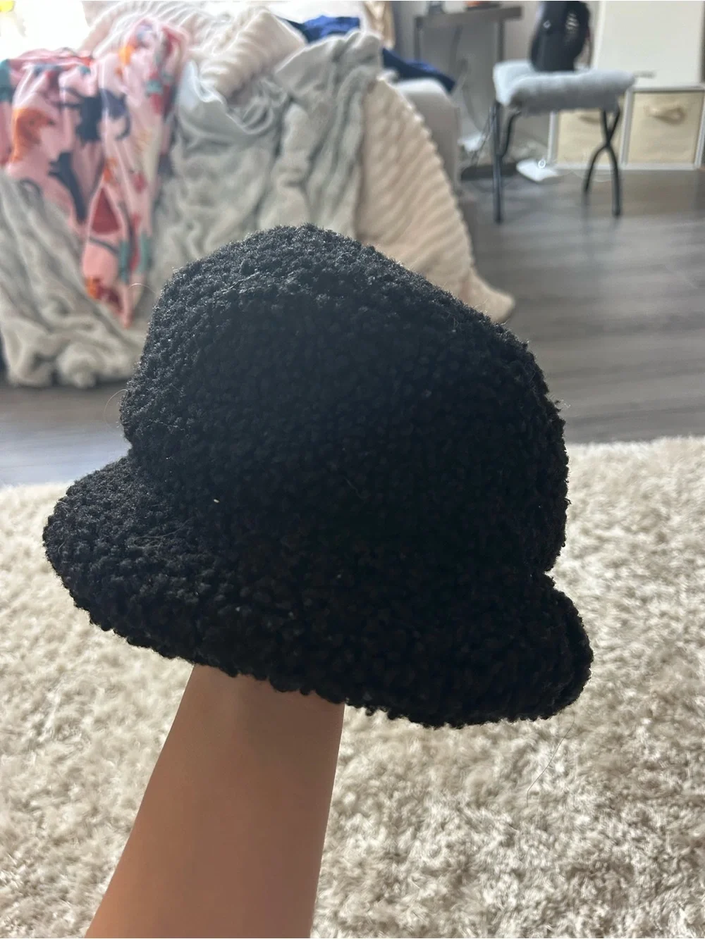 H&M Black Bouclé Bucket Hat