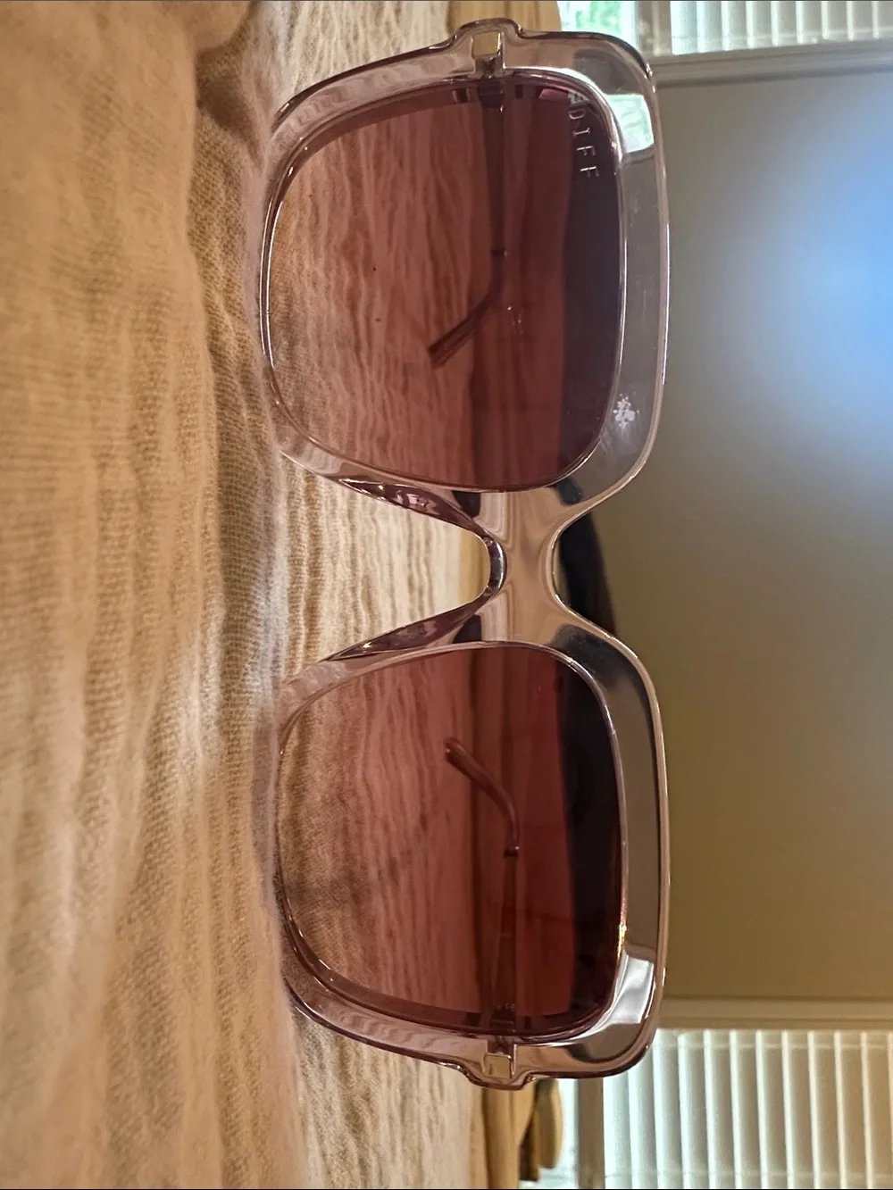 Diff Eyewear Clear Pink Oversized Square Sunglasses