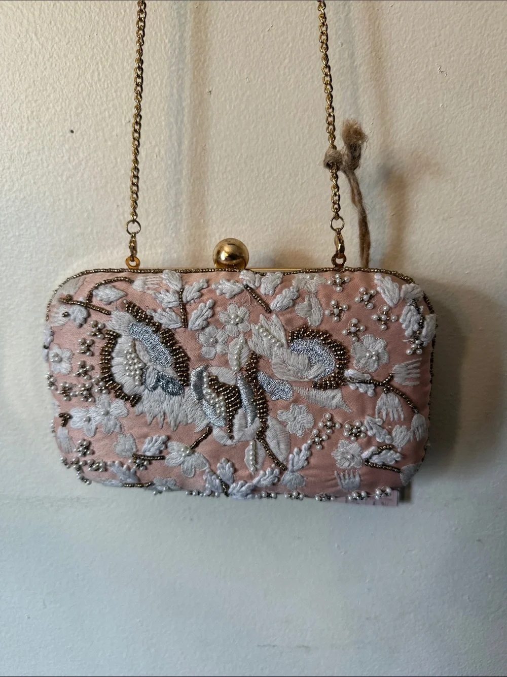 Embellished Pink Floral Evening Clutch