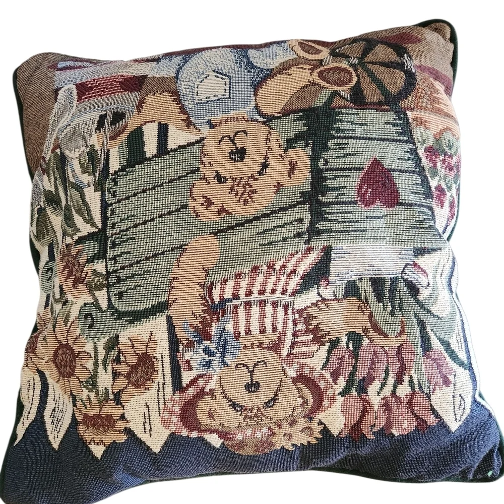 Newport Blue and Green Bear Accent Pillows