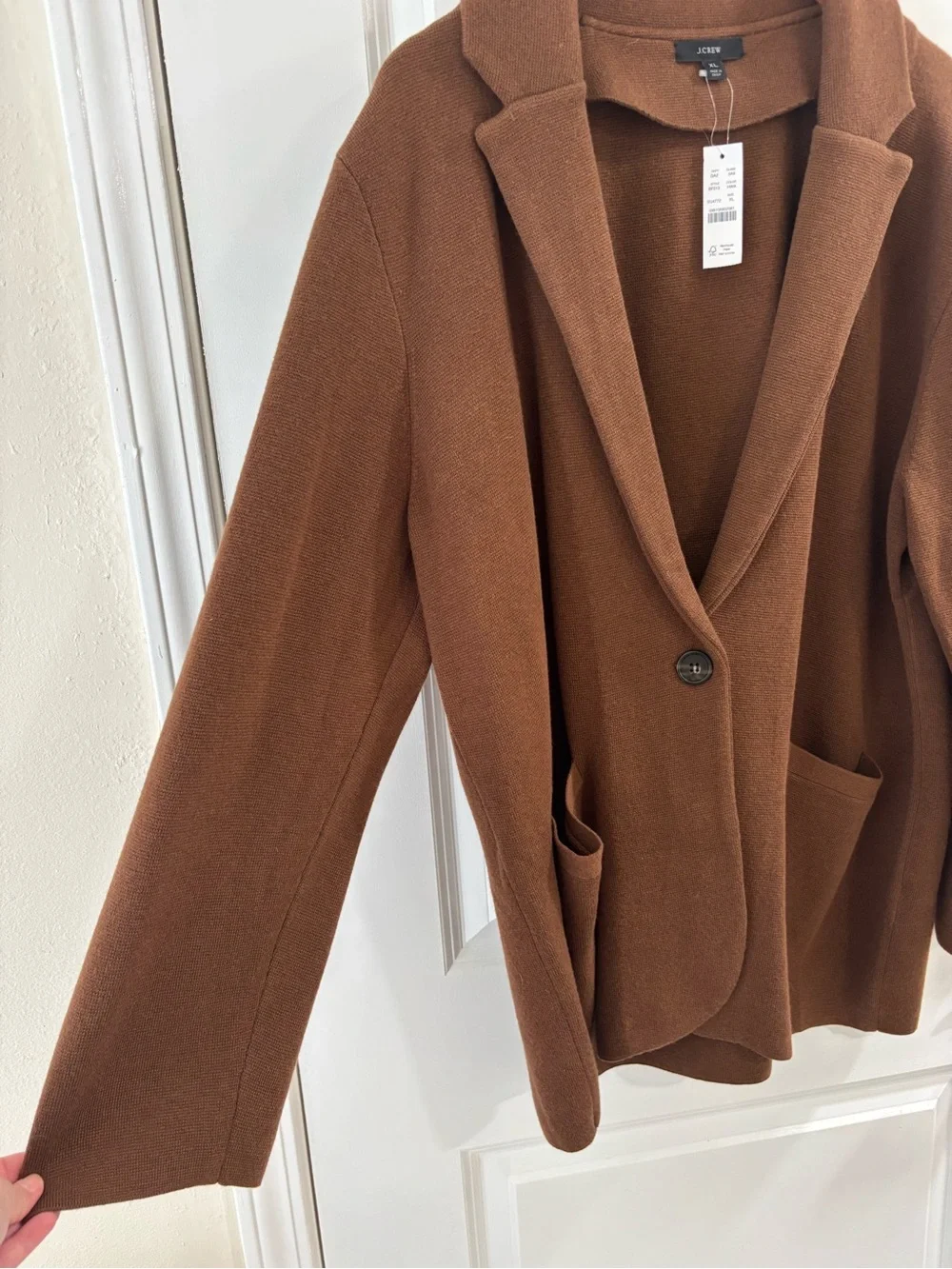 J. Crew Chocolate Brown Single-Button Knit Blazer