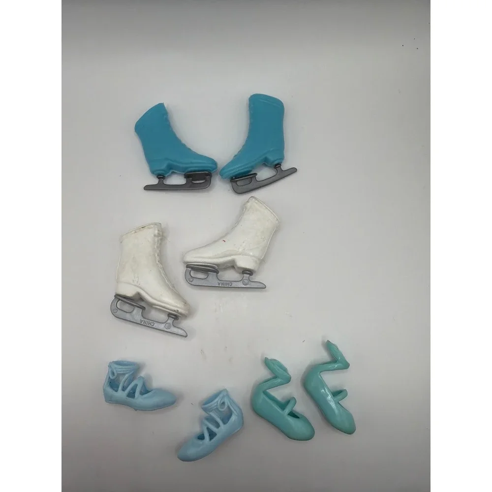 Barbie‎ Fashiom Doll Shoes Kids White Ice Skates Ballet Flats 4 Pairs Set