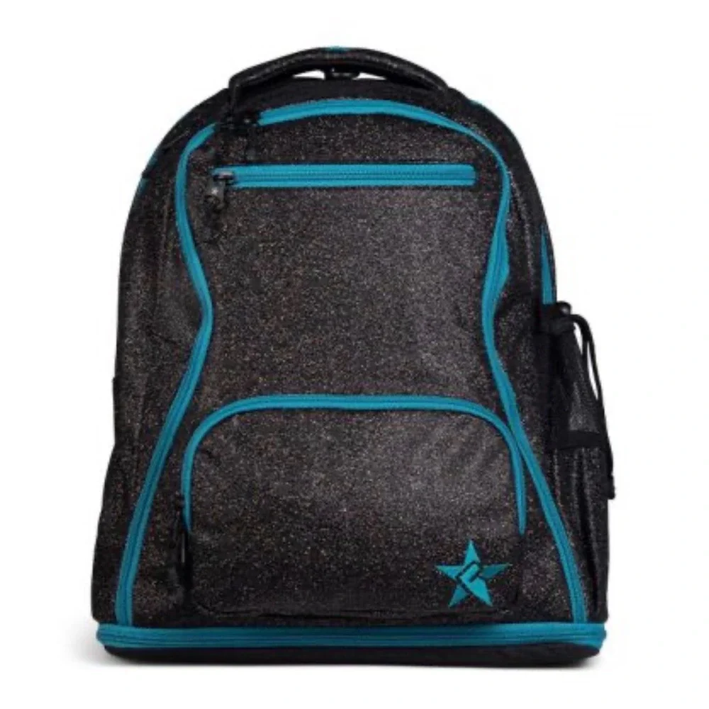 Rebel Athletic Dream Backpack Black Glitter Teal Accents Cheer Athletics
