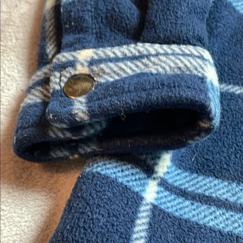 Kids Blue and White Plaid Sherpa-Liner Flannel Jacket Size 7/8