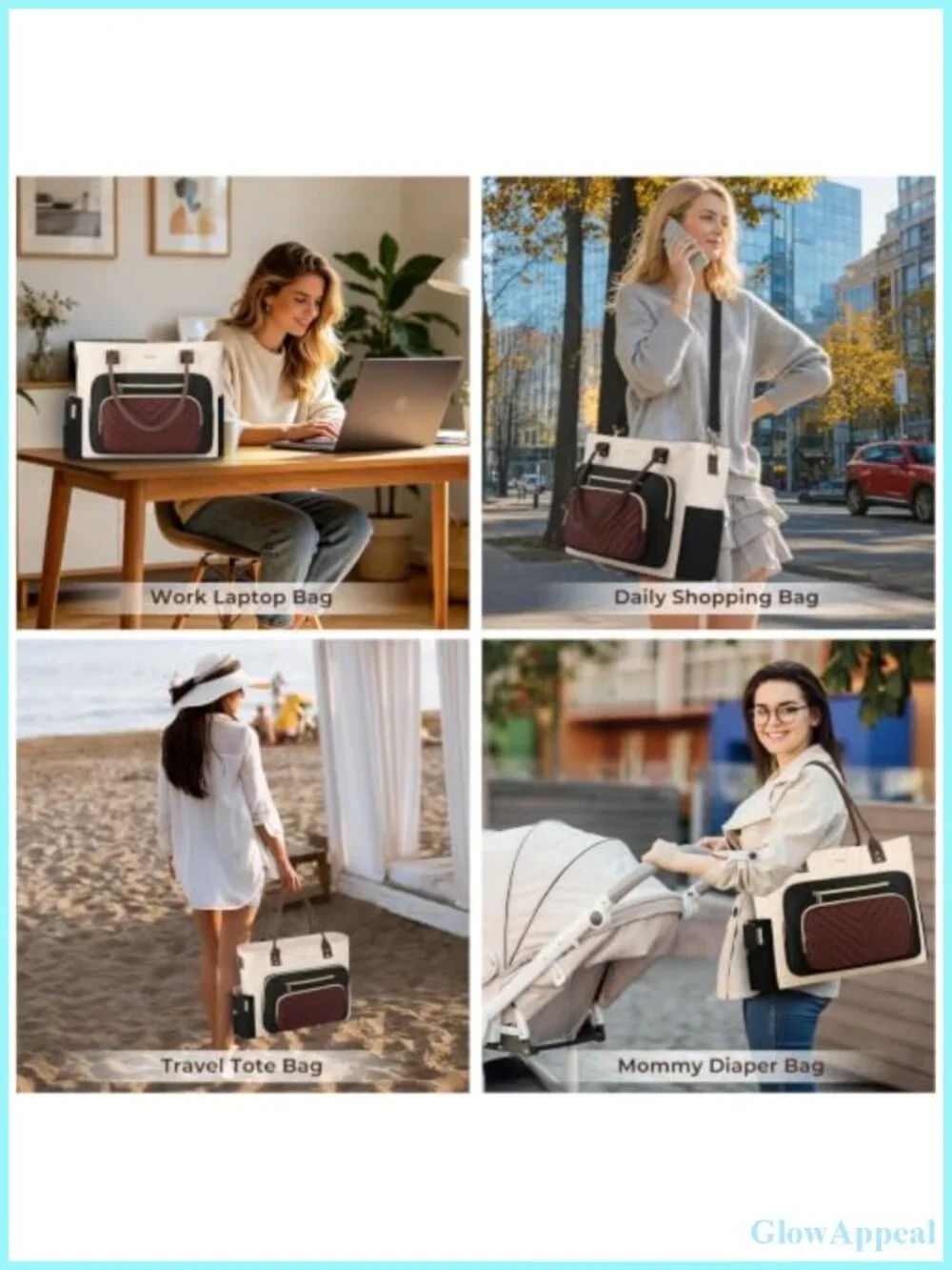 Teacher Tote Bag with Large Cup Holder, Laptop Briefcase for Women Work