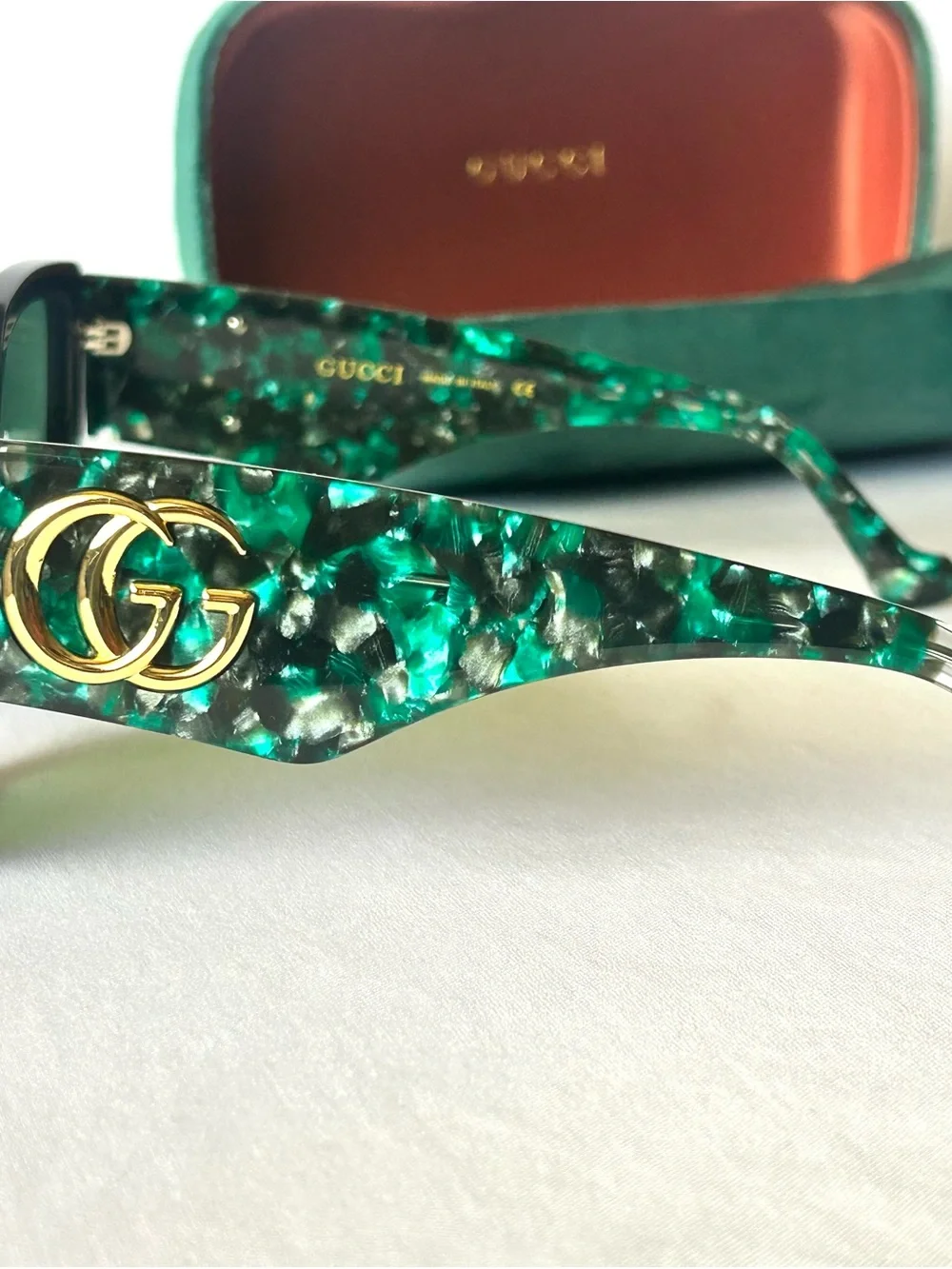 Gucci GG0956S 001 Oversized Black & Green Frame Sunglasses w Green Lenses