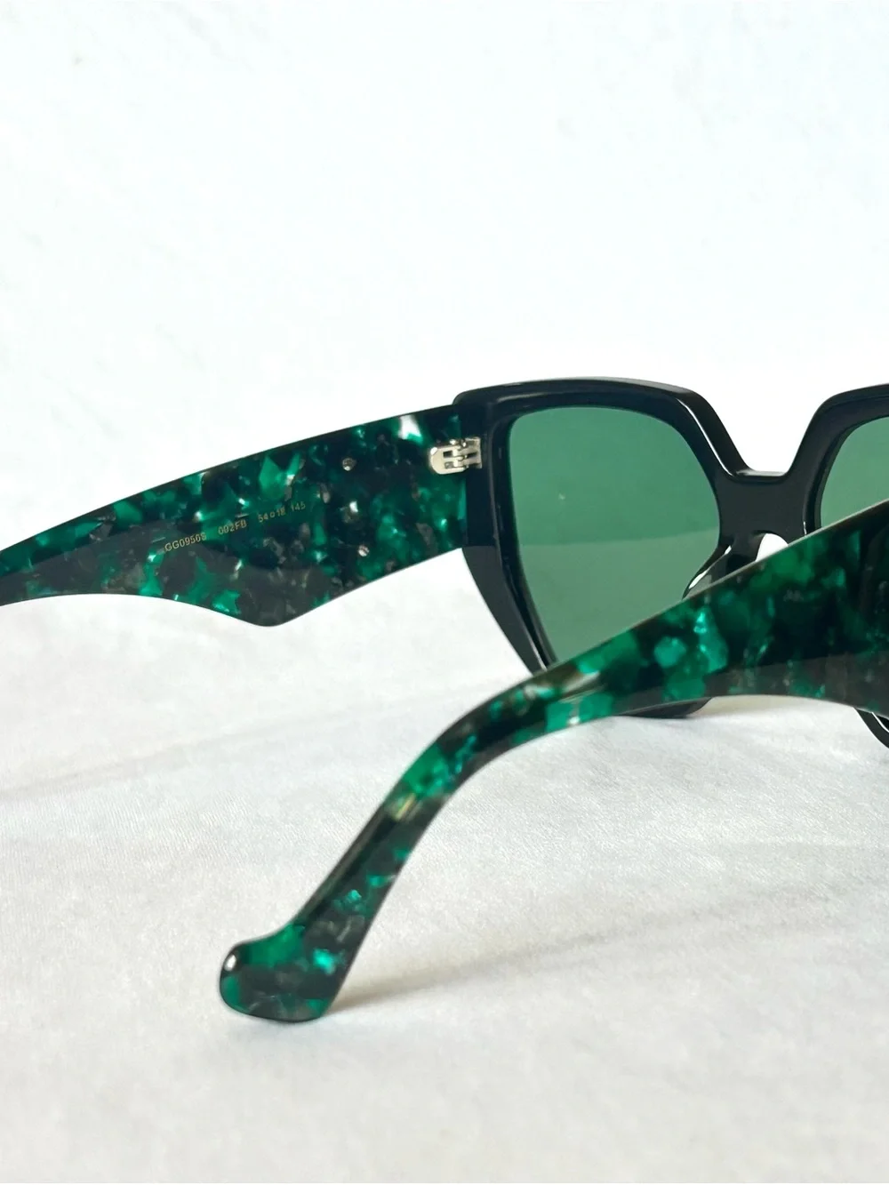 Gucci GG0956S 001 Oversized Black & Green Frame Sunglasses w Green Lenses