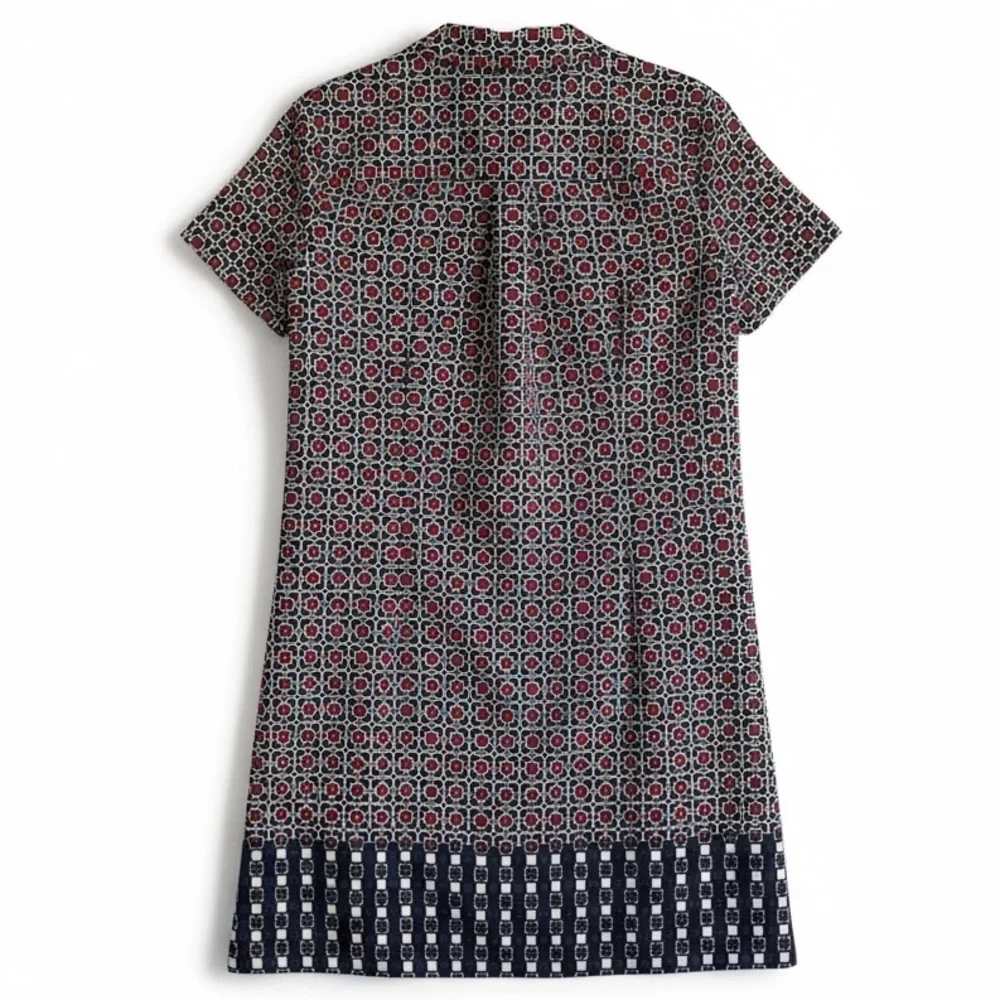 J. Crew Short Sleeve Shirt Dress Multicolor Geometric Print Preppy Casual Size 4